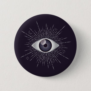 Silver & Violet Mystic Evil Eye Nazar Mati 6 Cm Round Badge