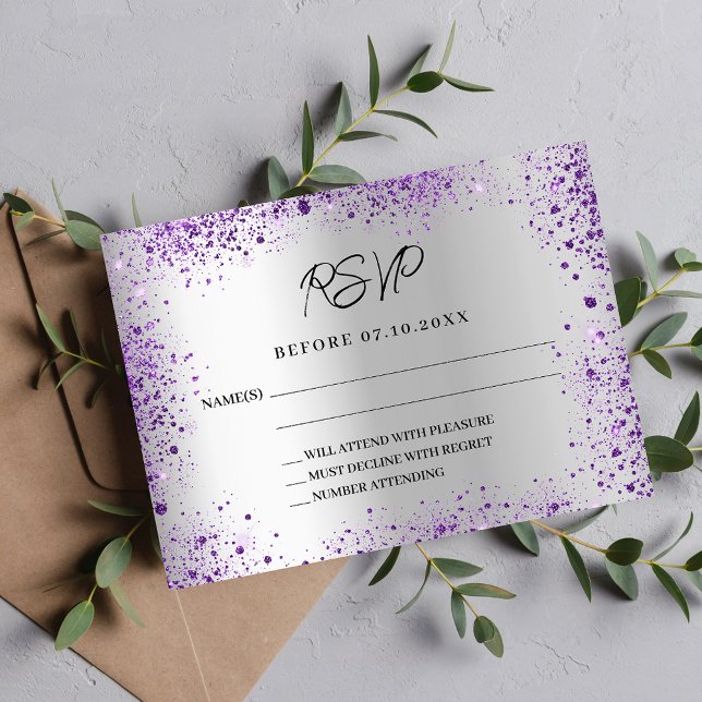 Silver violet purple wedding response RSVP (Creator Uploaded)