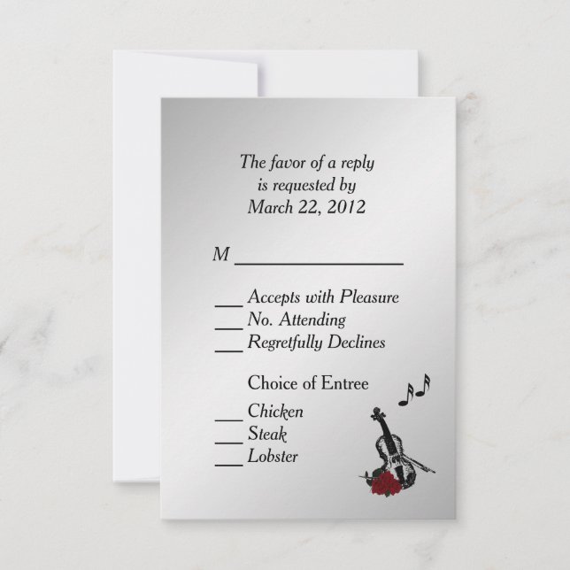 Silver Violin Music RSVP with Entree Choices (Front)