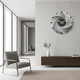 Silver Vortex Industrial Wall Clock