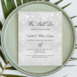 Silver vow renewal wedding invitation<br><div class="desc">A modern,  elegant and minimalist vow renewal invitation.  Faux silver metallic looking background decorated with faux glitter dust. Personalise and add your names and party details. Black coloured letters.</div>