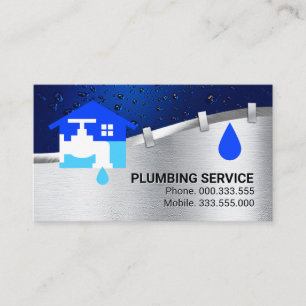 Silver Water Pipeline Leaking Water Business Card