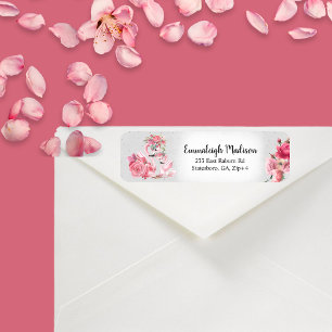 Silver Watercolor Flamingo Return Address Label