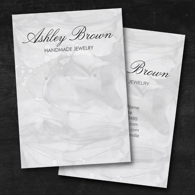Silver Watercolor Handmade Jewellery Earring Displ Business Card (Creator Uploaded)