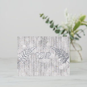 Silver Waterfall Curtain RSVP  Foil Invitation Postcard