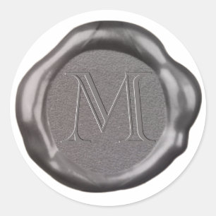 Silver Wax seal single Sticker monogram,