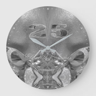 Silver Wedding 25th Anniversary 25 Years Jubilee Large Clock