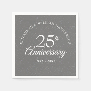 Silver Wedding 25th Anniversary Stardust Confetti Napkin