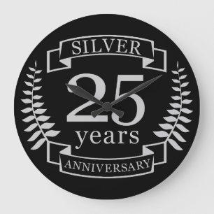 Silver wedding anniversary 25 years large clock