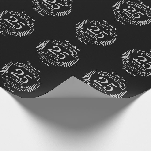 Silver wedding anniversary 25 years wrapping paper (Corner)
