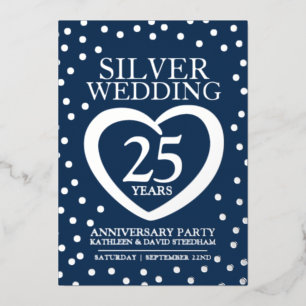 Silver wedding anniversary 25th party blue silver
