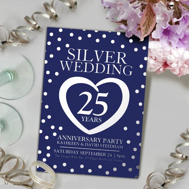 Silver wedding anniversary 25th party navy silver (Creator Uploaded)