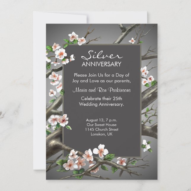 Silver Wedding Anniversary - 25th years Invitation (Front)