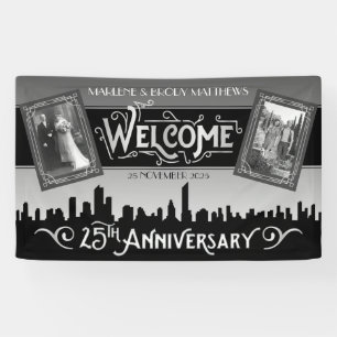 Silver Wedding Anniversary Art Deco Photos Welcome Banner