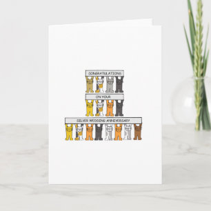Silver Wedding Anniversary Cartoon Cats. Card