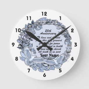 Silver Wedding Anniversary  Clock