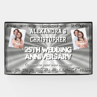 Silver wedding anniversary custom photo banner