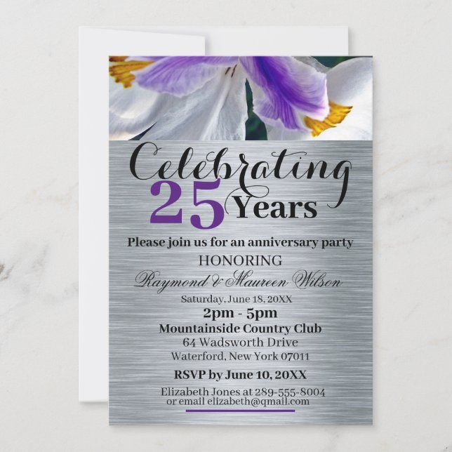 Silver Wedding Anniversary Invitation (Front)