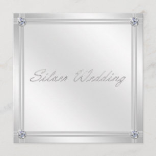 Silver Wedding Anniversary Invitation with Diamond