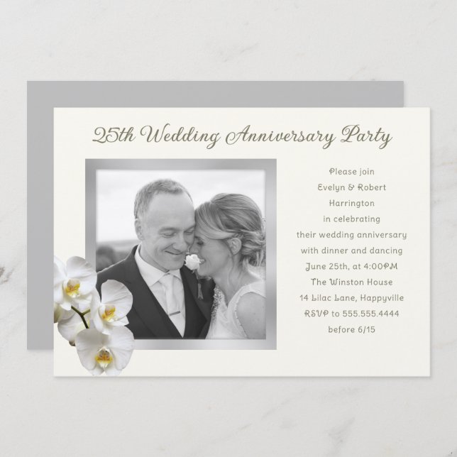 Silver Wedding Anniversary Orchids Photo Template (Front/Back)