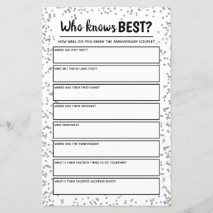 Silver Wedding Anniversary Party Game
