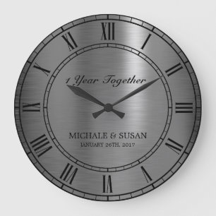 Silver Wedding Anniversary (Personalise) Large Clock