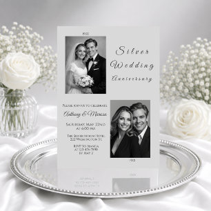 Silver Wedding Anniversary Photo Collage Invitation