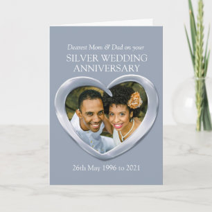 Silver wedding anniversary photo mum & dad card