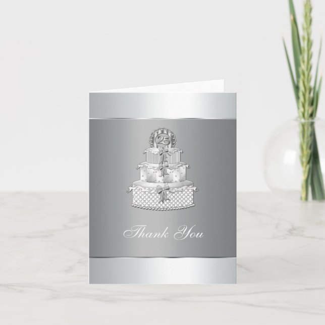 Silver Wedding Anniversary Thank You Cards (Front)