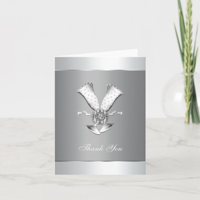 Silver Wedding Anniversary Thank You Cards (Front)