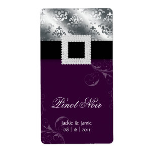 Silver Wedding Anniversary Wine Label Jewel Purple
