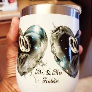 Silver Wedding Bands of Love Inside Crystal Heart