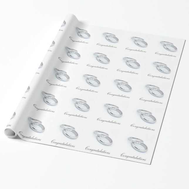 Silver Wedding Bands Wrapping Paper (Unrolled)