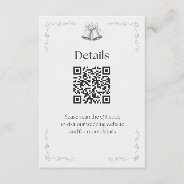 Silver Wedding Bells Details Enclosure Card (Front)
