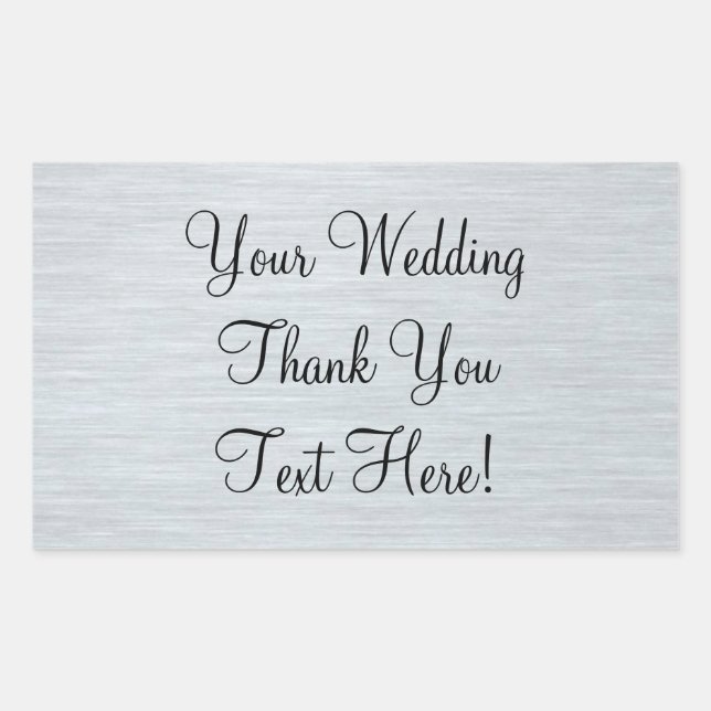 Silver Wedding Favour Thank You Sticker (Front)