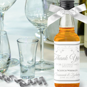 Silver Wedding Mini Liquor Bottle Label Thank You