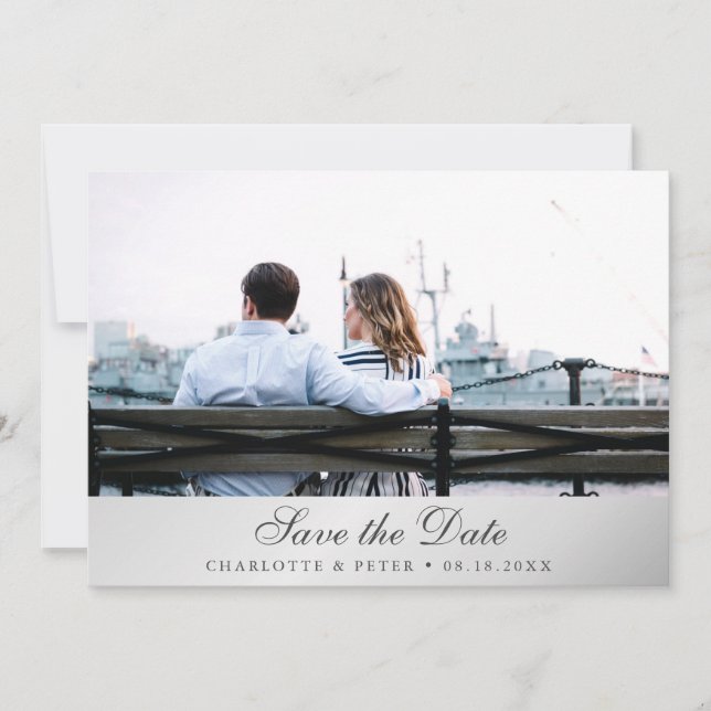 Silver Wedding Photo Save The Date (Front)