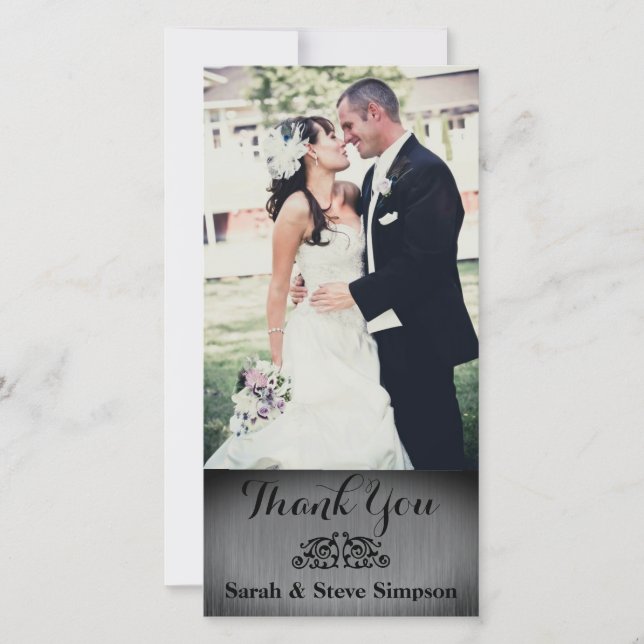Silver Wedding Photo Thank You Postcard (Front)