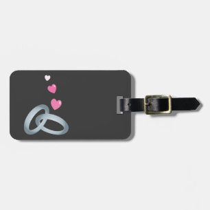 Silver wedding rings marriage luggage tag