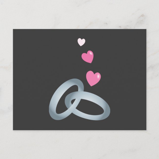 Silver wedding rings marriage postcard (Front)