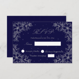 Silver Wedding RSVP with Ornate Floral graphics