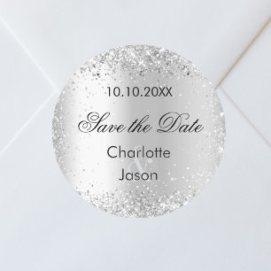 Silver wedding Save the Date Classic Round Sticker