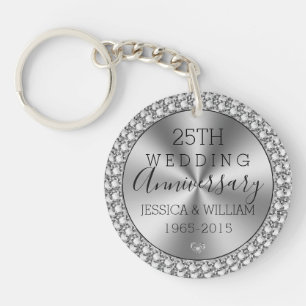 Silver wedding silver and sparkles key ring