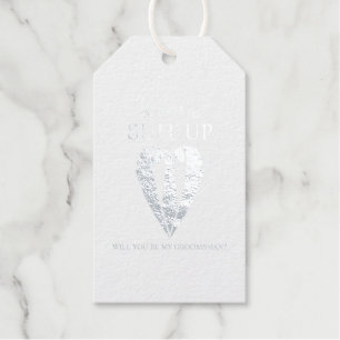 Silver Wedding Suit and Tie Groomsman Proposal Gift Tags