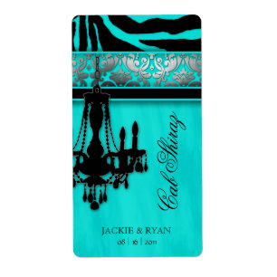 Silver Wedding Wine Label Chandelier Zebra Turquoi