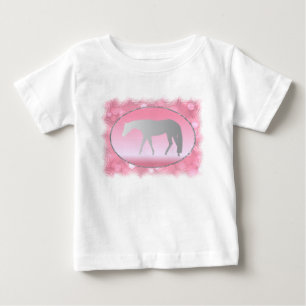 Silver Western Pleasure Horse on Pink Brokeh Baby T-Shirt