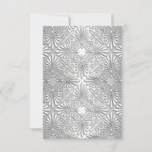 Silver White Art Deco Damask RSVP 2