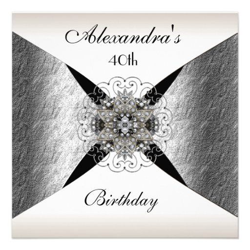 Black And White 40Th Birthday Party Invitations 8