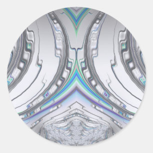 Silver White Blue Green ~ Classic Round Sticker