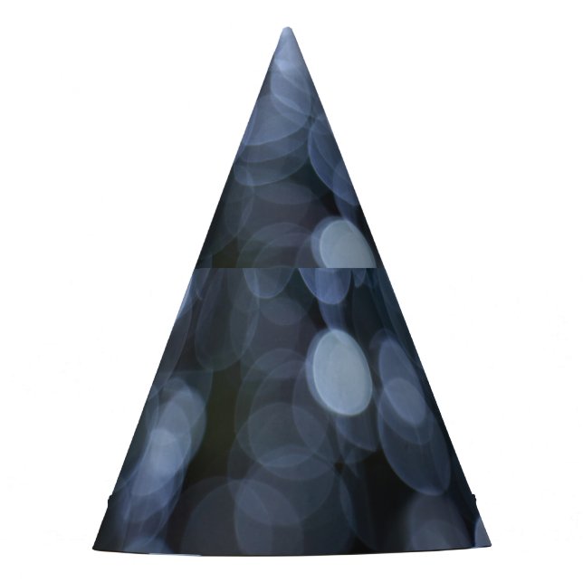 Silver, white bokeh night background. party hat (Front)